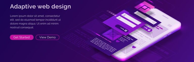 Adaptive interface design isometric landing page