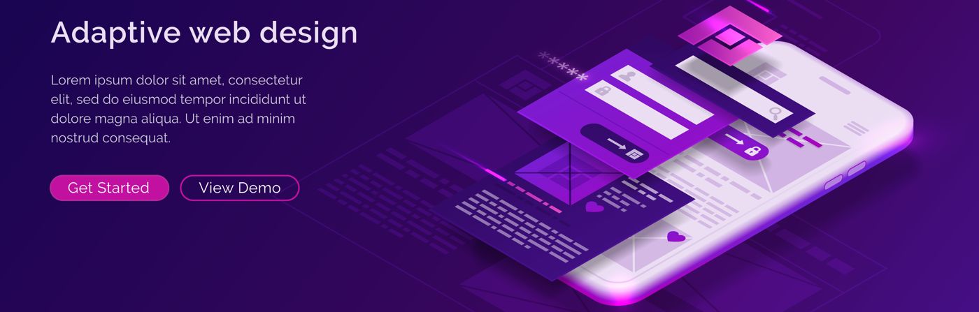 Adaptive interface design isometric landing page